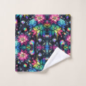Boho Zwarte Bloemen Regenboog Bad Handdoek (Wasdoekje)