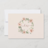 Boho Zwarte Bloemige Blozende Roze Roos RSVP React Kaartje (Achterkant)