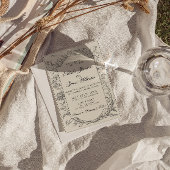 Boho Zwarte Crème Bloemige Botanische QR Code Trou Kaart