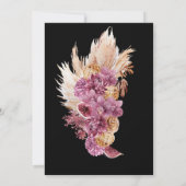 Boho Zwarte, Gouden Bloem Bruidsfeest Uitnodiging (Achterkant)