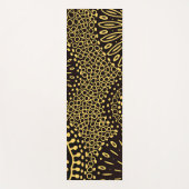 Boho Zwarte Gouden Etnische Bloem Yoga Mat (Voorkant)
