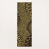 Boho Zwarte Gouden Etnische Bloem Yoga Mat (Achterkant)