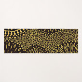 Boho Zwarte Gouden Etnische Bloem Yoga Mat (Voorkant (horizontaal))