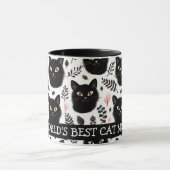 Boho zwarte katten en bladeren kat mam mok (Midden)