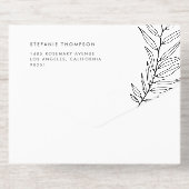 Boho Zwarte Minimalistische Blad Bruiloft All In One Uitnodiging (Achterzijde)