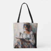 Boho Zwarte Vrouw Leest Tote Bag (Achterkant)