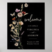 Boho Zwarte Welkom Trouwposter Poster (Voorkant)