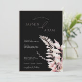 Boho Zwarte Zachte Roze Eenvoudige Trouwdag Kaart (Staand voorkant)
