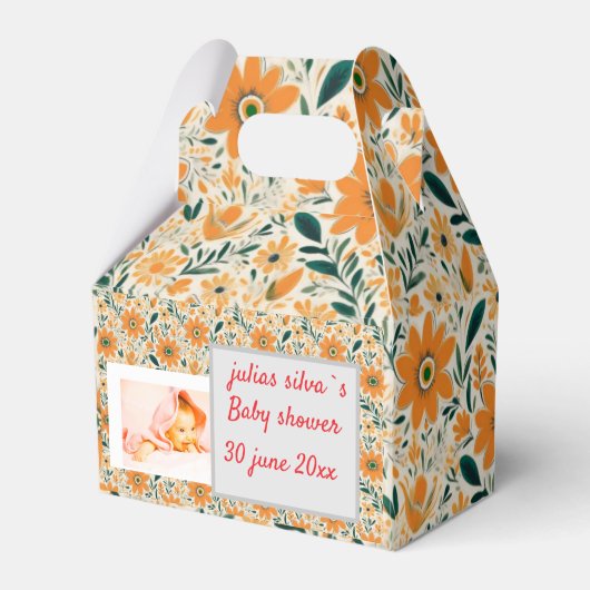 bohoGEPERSONALISEERDE WITTE ORANJE DOUCHE Uitnodig Bedankdoosjes (Voorkant Zijde)