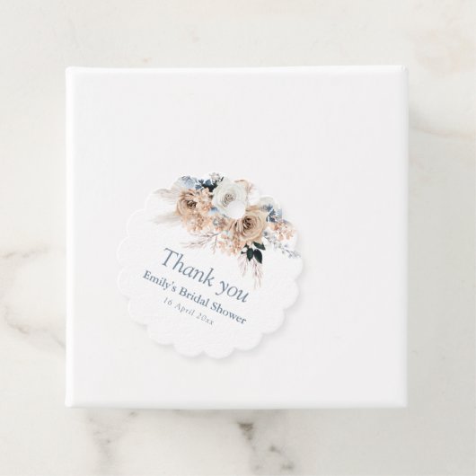 Bohomian Pampas Stoffig blauw vrijgezellenfeest Bedankjes Labels (In situ)