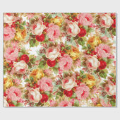 Bohomien roze rode roodroos floreel patroon cadeaupapier (Vlak)