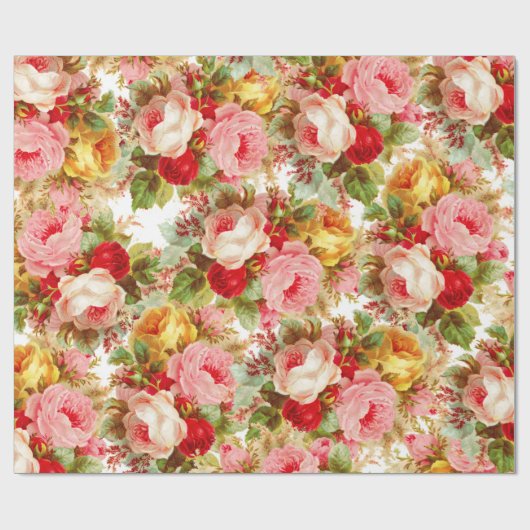 Bohomien roze rode roodroos floreel patroon cadeaupapier (Vlak)