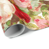 Bohomien roze rode roodroos floreel patroon cadeaupapier (Rol Hoek)