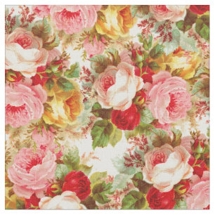 Bohomien roze rode roodroos floreel patroon stof