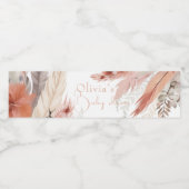 bohoPampas grass Baby shower Waterfles Etiket (Enkel label)