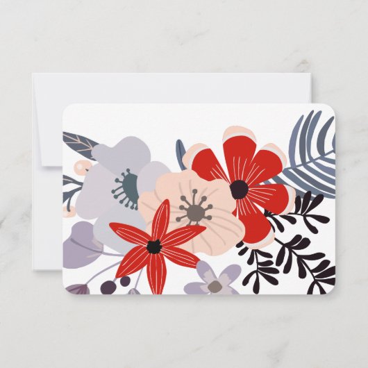 BohoRed Roze Lavendel Lila Bloemenuitnodiging RSVP (Achterkant)