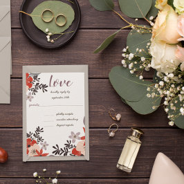 BohoRed Roze Lavendel Lila Bloemenuitnodiging RSVP