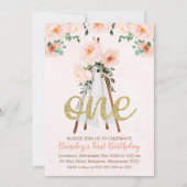 BohoTribal Teepee First Birthday Invitation Kaart (Voorkant)