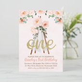 BohoTribal Teepee First Birthday Invitation Kaart (Staand voorkant)