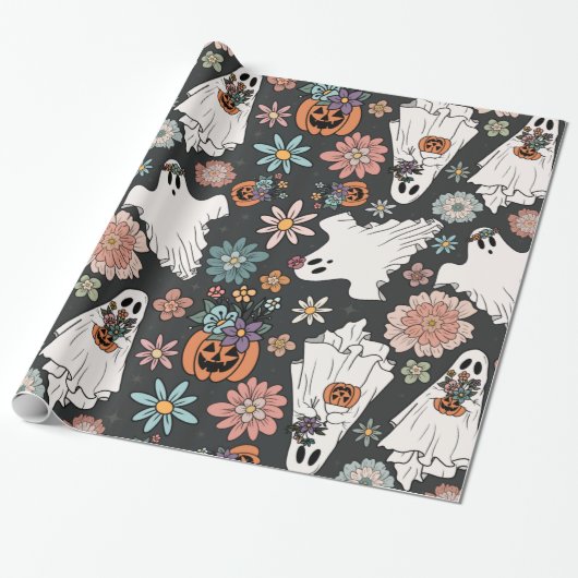 BohoWeen Halloween Ghosts Cadeaupapier (Uitgerold)