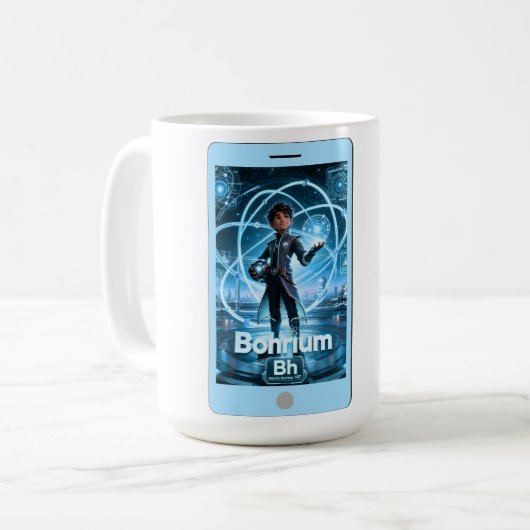 Bohrium (Bh) – ATOMIVRA™ Collectie Koffiemok (Voorkant links)