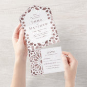 Bohse Waterverf bruine Tegel bruiloft All In One Uitnodiging (Afscheurbaar)