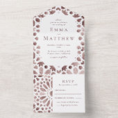 Bohse Waterverf bruine Tegel bruiloft All In One Uitnodiging (Binnen)