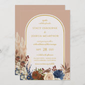 Bohse Waterverf Floral Pampas Wedding Kaart (Voorkant / Achterkant)