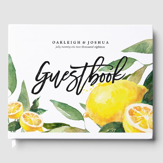 Bohse Waterverf Lemon Wedding Guest Book Gastenboek (Voorkant)