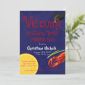 Boil Blue Graduation Party Invitation Kaart (Staand voorkant)