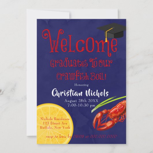 Boil Blue Graduation Party Invitation Kaart (Voorkant)