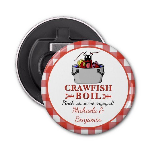 Boil Lobster Barbecue Engagement Party Button Flesopener (Voorkant)