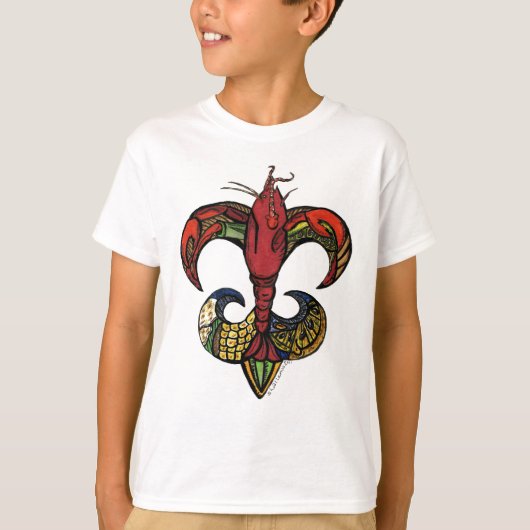 Boil met een Crawfish Fleur de Lis T-shirt (Voorkant)