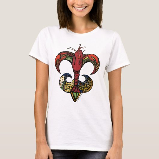 Boil met een Crawfish Fleur de Lis T-shirt (Voorkant)