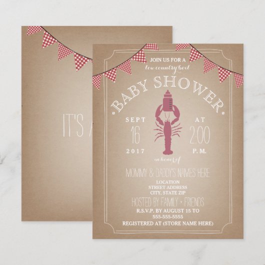 Boil met laag Baby shower Kaart (Voorkant / Achterkant)