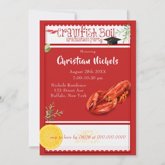 Boil Red Graduation Party nodiging Kaart (Voorkant)