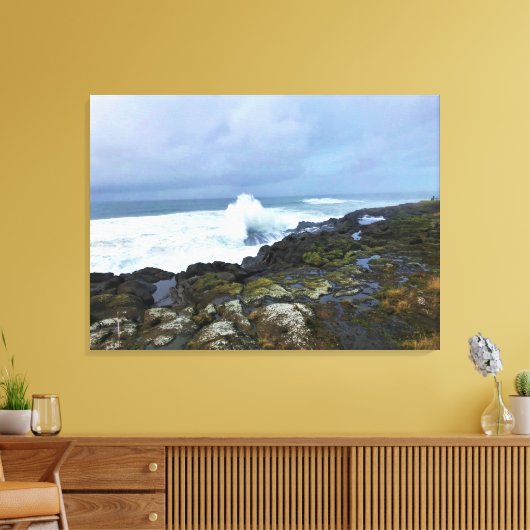 Boiler Bay State Wayside, Depoe Bay, Oregon Canvas Afdruk (Insitu (Woonkamer))