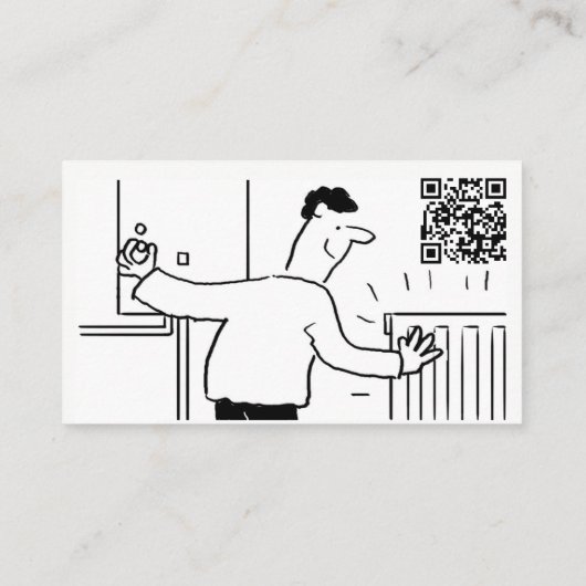 Boiler Onderhoud Cartoon met QR Code Visitekaartje (Achterkant)