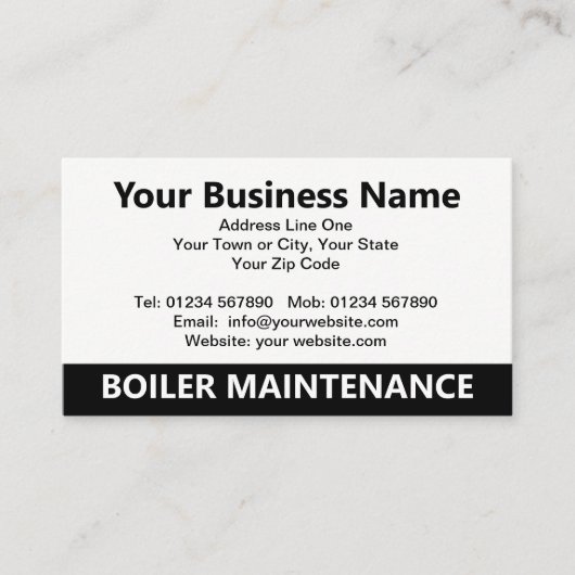 Boiler Onderhoud Cartoon met QR Code Visitekaartje (Voorkant)