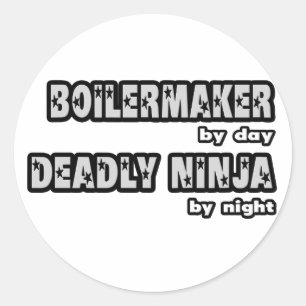 Boilermaker overdag...dodelijke ninja 's nachts ronde sticker