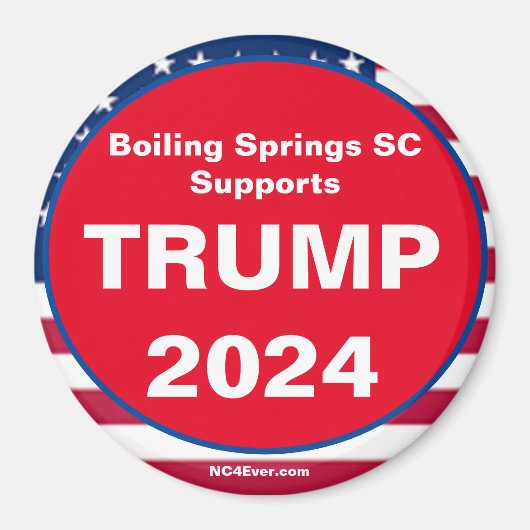Boiling Springs SC ondersteunt TRUMP 2024 Patriott Magneet (Voorkant)