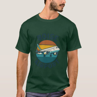 Boise Airport Badge met Jet en Sunset Horizon T-shirt