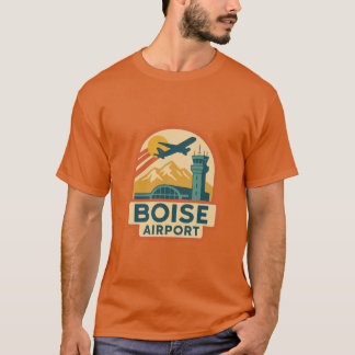 Boise Airport Retro met bergen en controlestad T-shirt