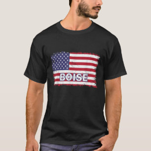 Boise Amerikaanse stad met vlag van de Verenigde S T-shirt