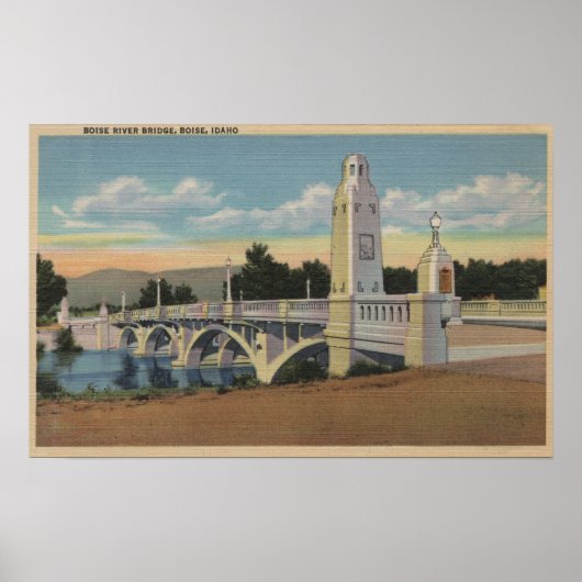 Boise, ID - Uitzicht van de Boise River Bridge Poster (Voorkant)