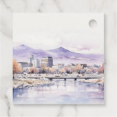 Boise, Idaho Aquarel Landschap Bruiloft Bedankjes Labels (Achterkant)