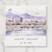 Boise, Idaho Aquarel Landschap Bruiloft Bedankjes Labels (Voorkant)