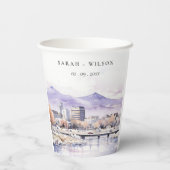 Boise, Idaho Aquarel Landschap Bruiloft Papieren Bekers (Achterkant)