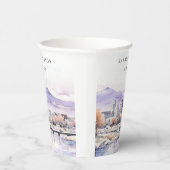 Boise, Idaho Aquarel Landschap Bruiloft Papieren Bekers (Rechts)