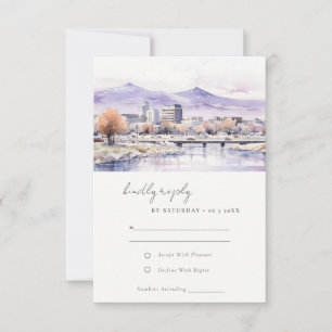 Boise, Idaho Aquarel Landschap Bruiloft RSVP Kaartje